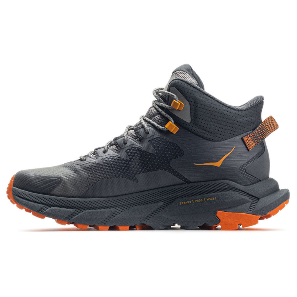 Hoka One One Trail Code GTX Textile Synthetic Mens Boots#color_castlerock perisimmon orange