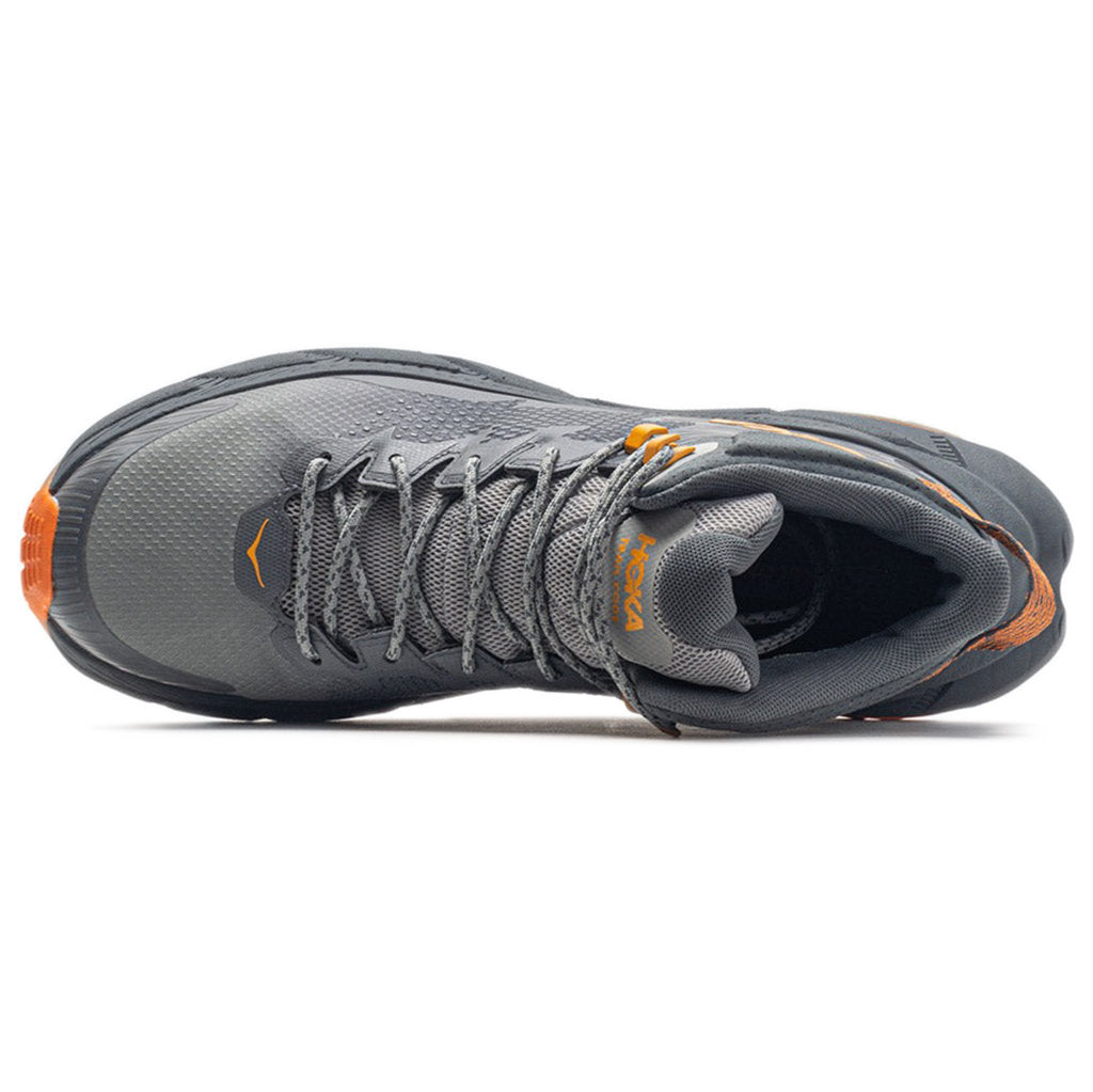 Hoka One One Trail Code GTX Textile Synthetic Mens Boots#color_castlerock perisimmon orange