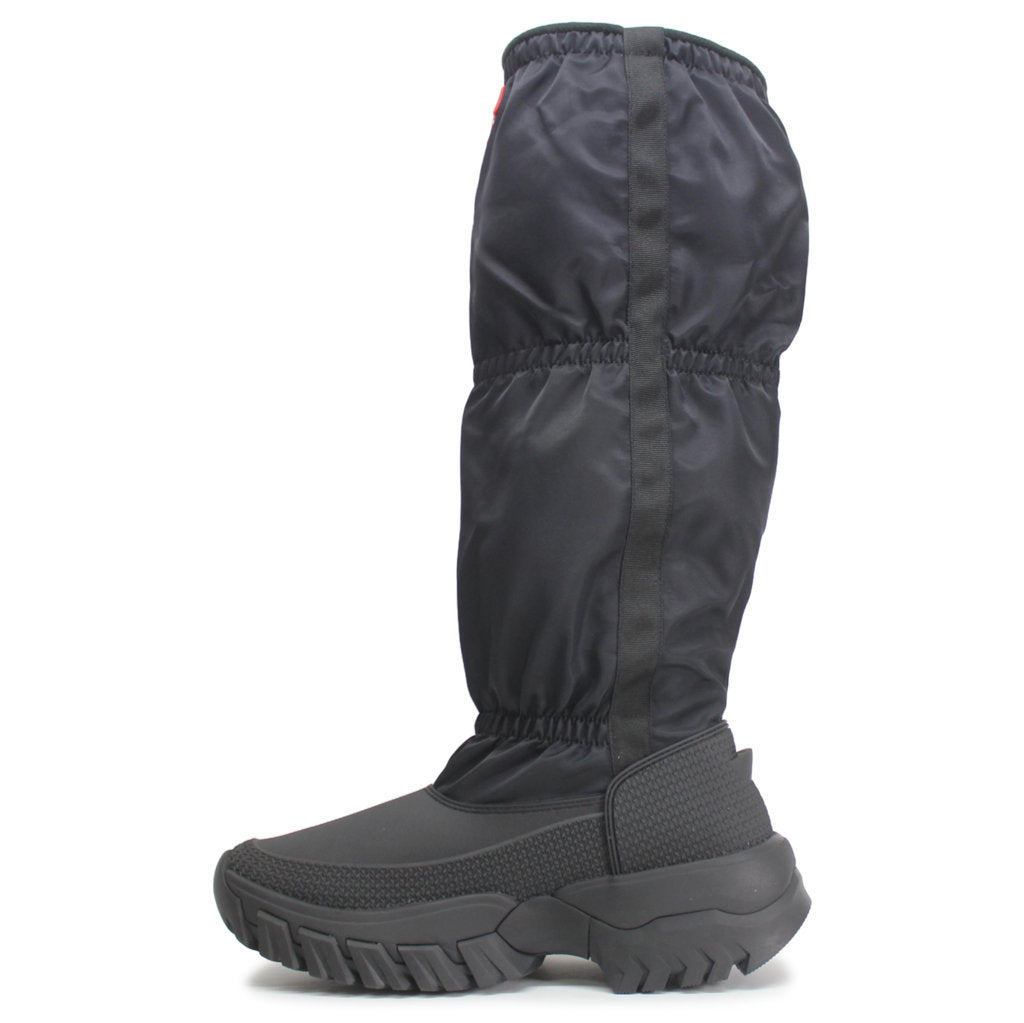 Hunter Wanderer Tall Slouch Snow Synthetic Textile Womens Boots#color_black