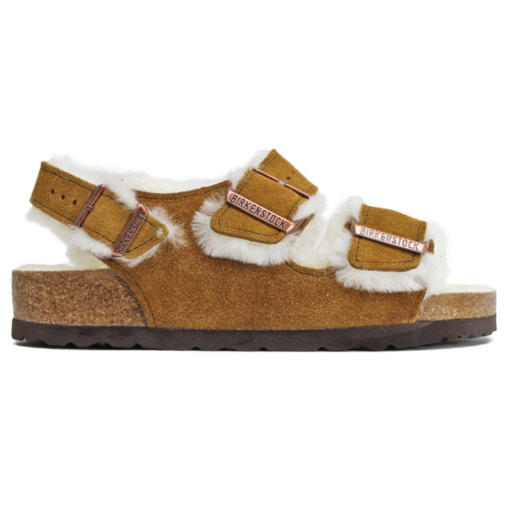 Birkenstock Milano Shearling Suede Leather Unisex Sandals#color_mink