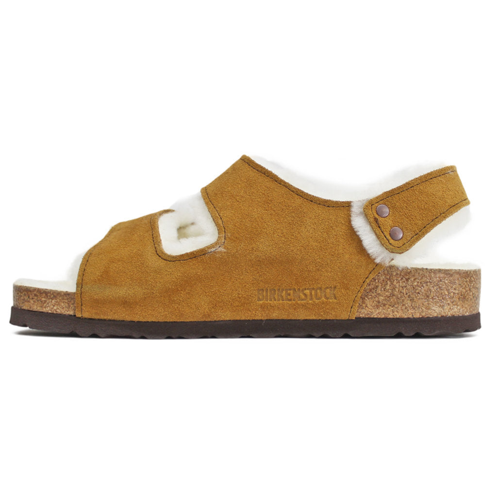 Birkenstock Milano Shearling Suede Leather Unisex Sandals#color_mink