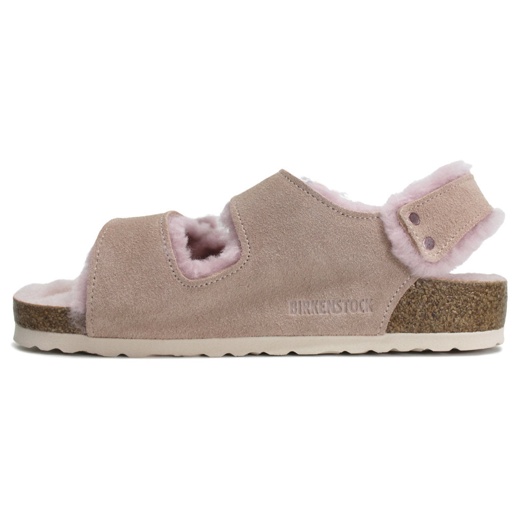 Birkenstock Milano Shearling Suede Leather Unisex Sandals#color_light rose