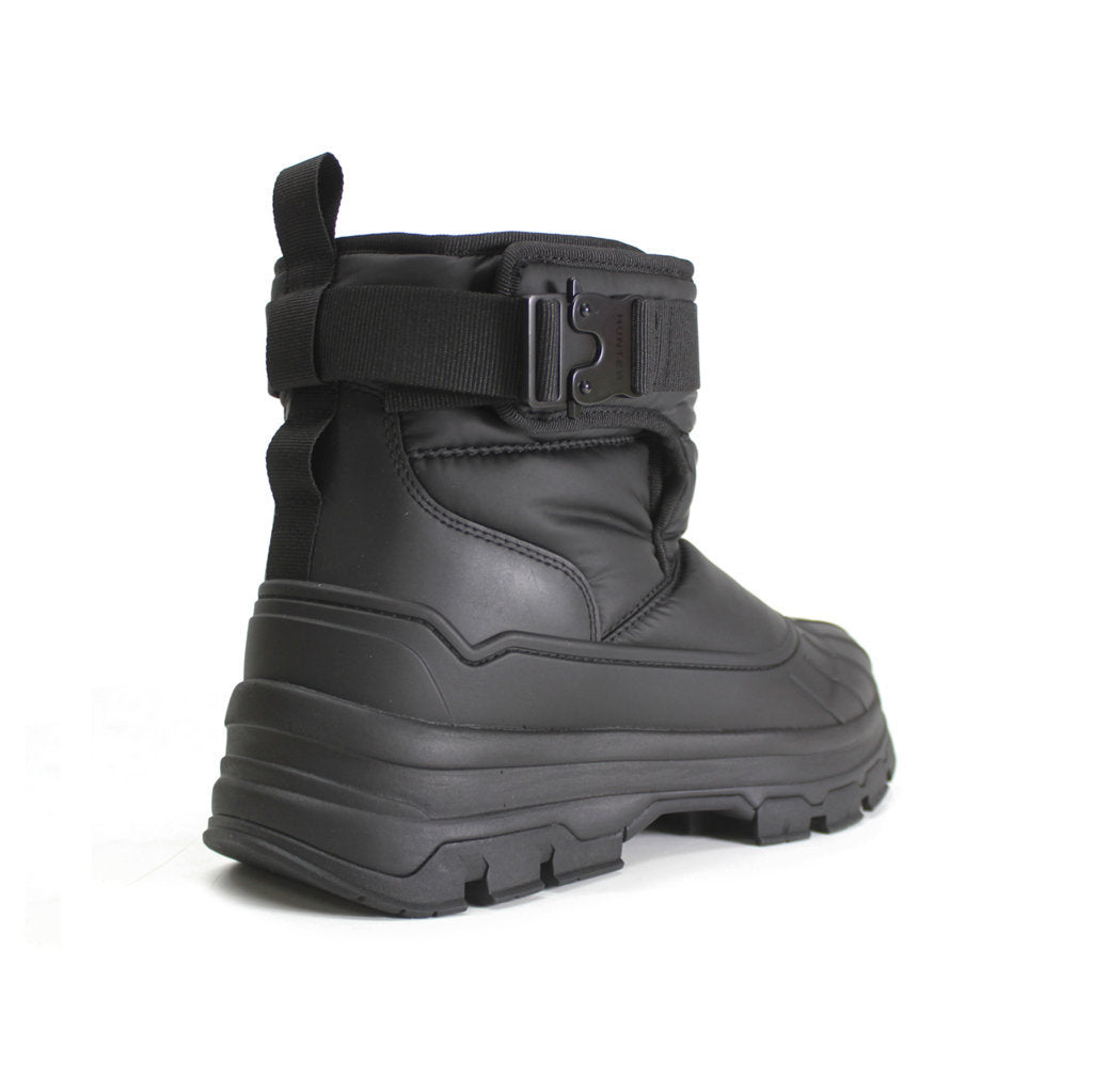 Hunter Short Buckle Snow Synthetic Textile Womens Boots#color_black