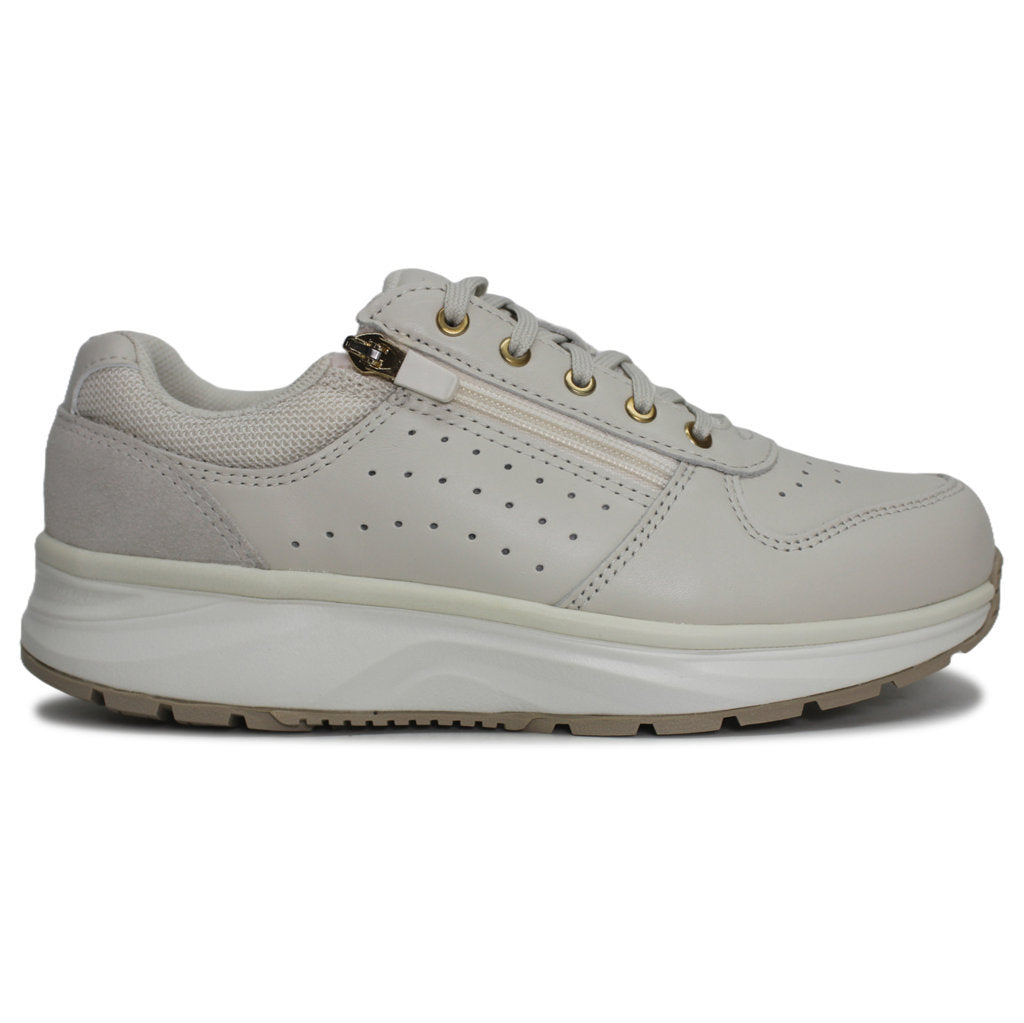 Joya Dynamo Zip Leather Textile Womens Trainers#color_white