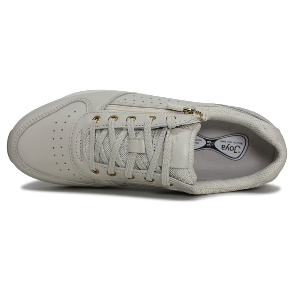 Joya Dynamo Zip Leather Textile Womens Trainers#color_white