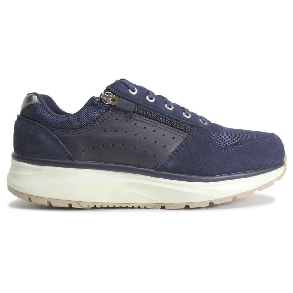 Joya Dynamo Zip Leather Textile Womens Trainers#color_dark blue