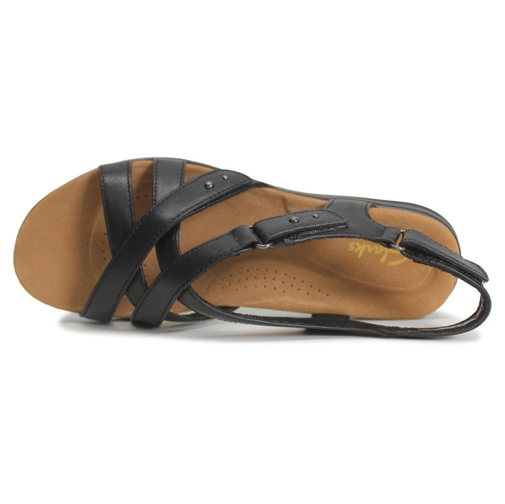 Clarks Kitly Go Leather Womens Sandals#color_black