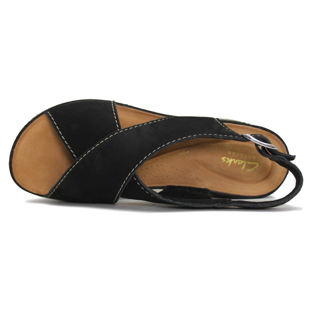 Clarks Kassanda Step Nubuck Womens Sandals#color_black