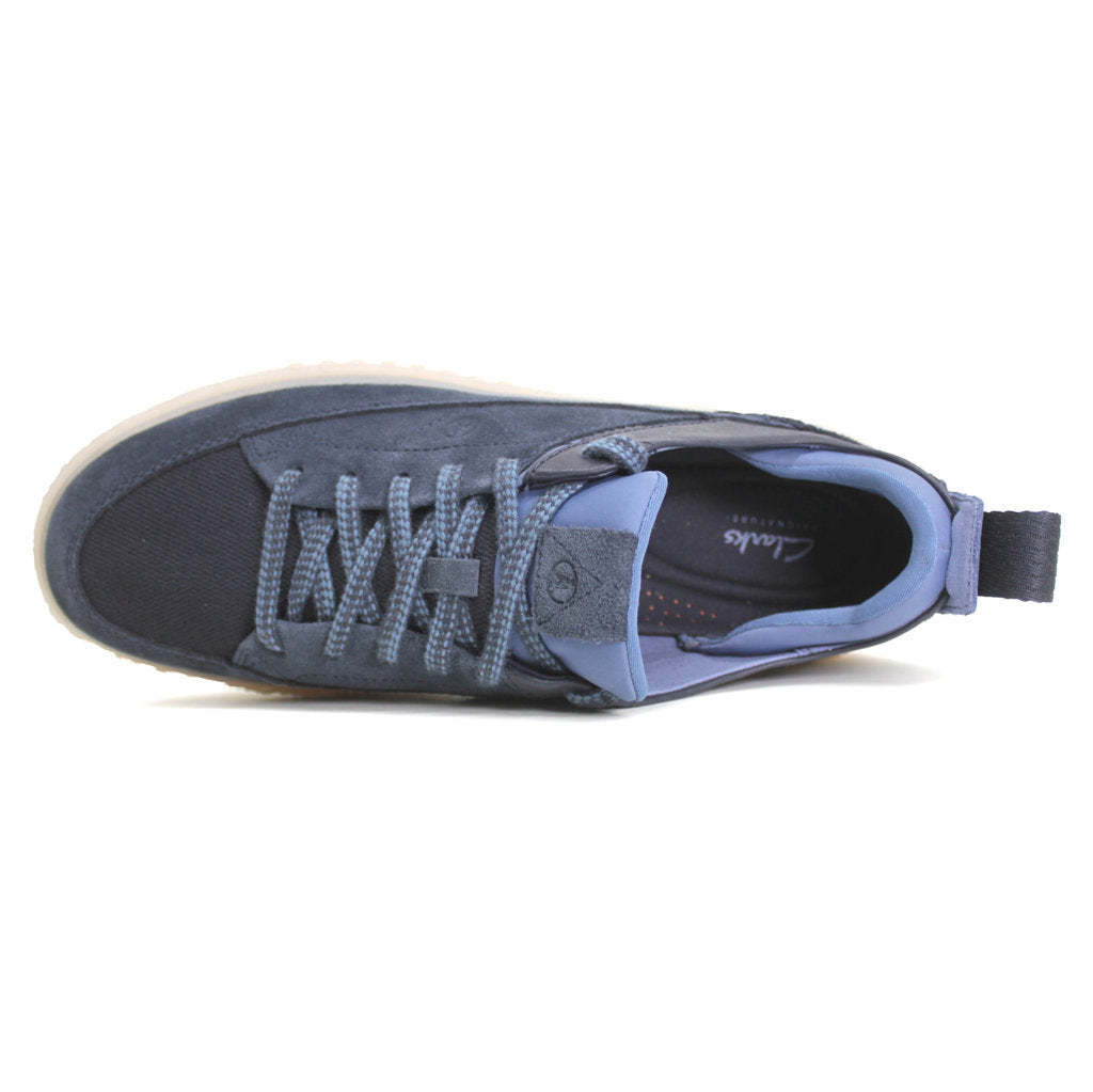 Clarks Somerset Lace Suede Leather Mens Trainers#color_navy