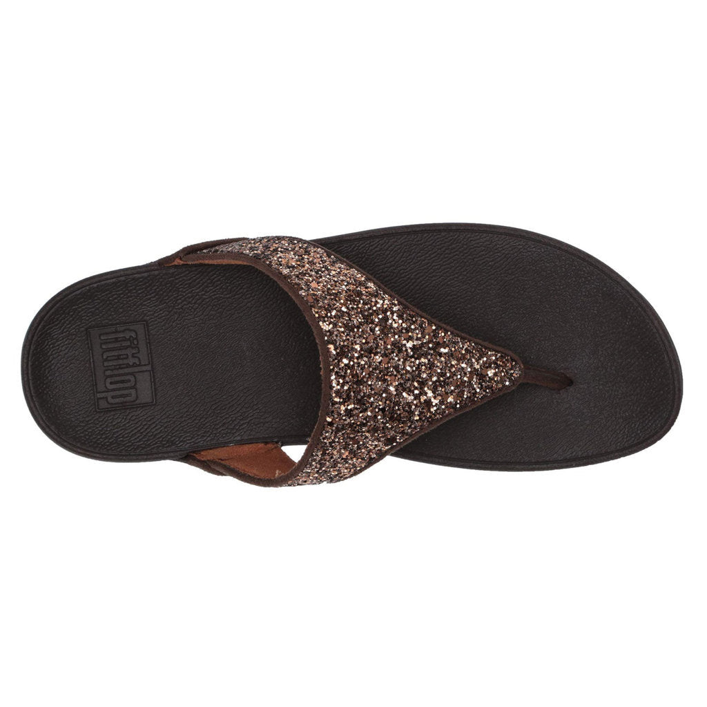 FitFlop Lulu Glitter Toe Synthetic Womens Sandals#color_chocolate metallic