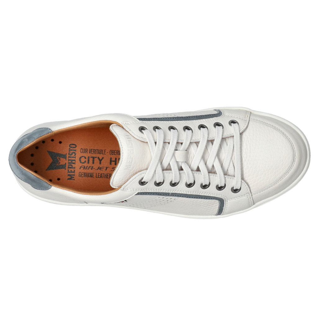 Mephisto Harrison Full Grain Leather Mens Trainers#color_white