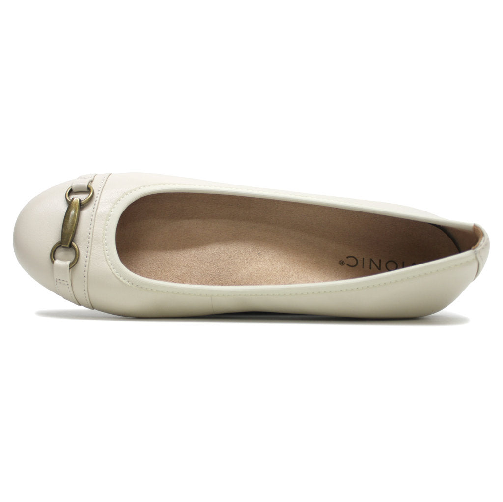 Vionic Delanie Leather Textile Womens Shoes#color_cream