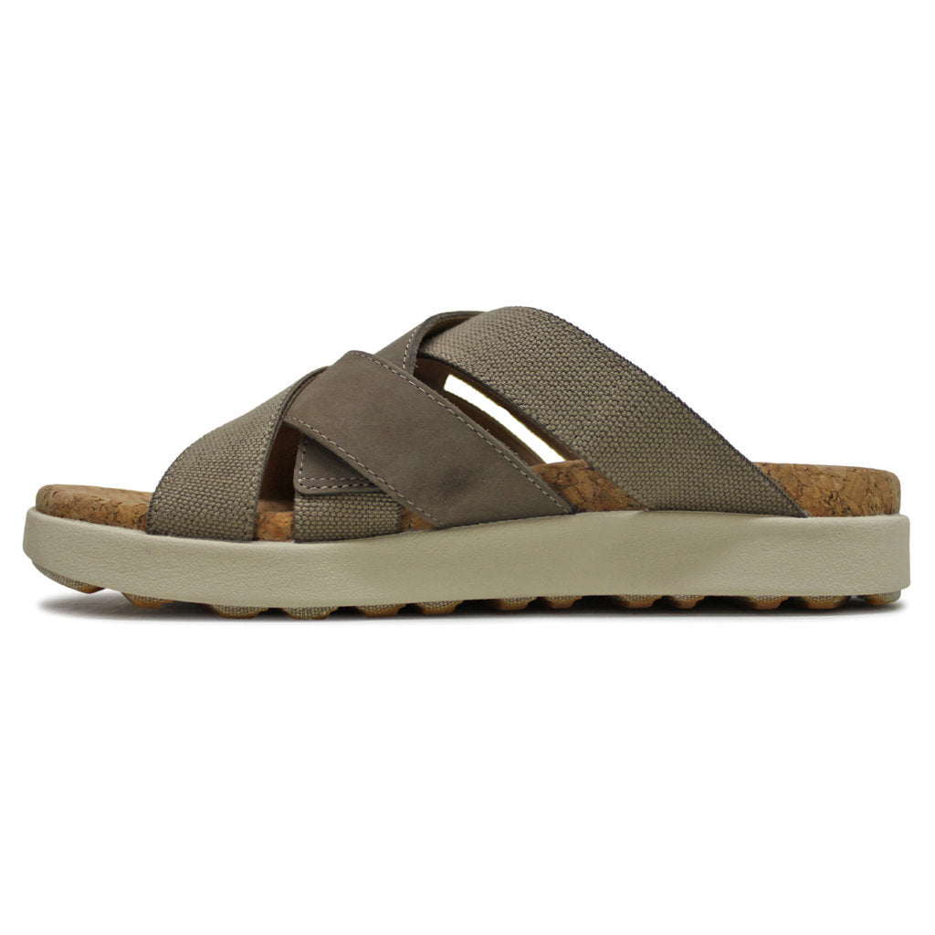 Keen Elle Mixed Slide Leather Textile Womens Sandals#color_brindle birch