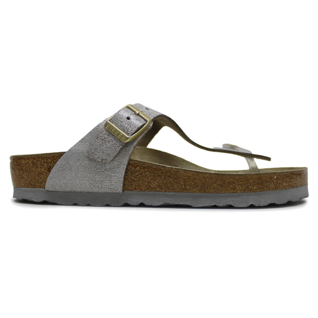 Birkenstock Gizeh BS Suede Unisex Sandals#color_washed metallic blue silver