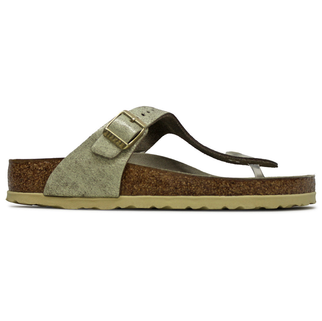 Birkenstock Gizeh BS Suede Unisex Sandals#color_washed metallic cream gold