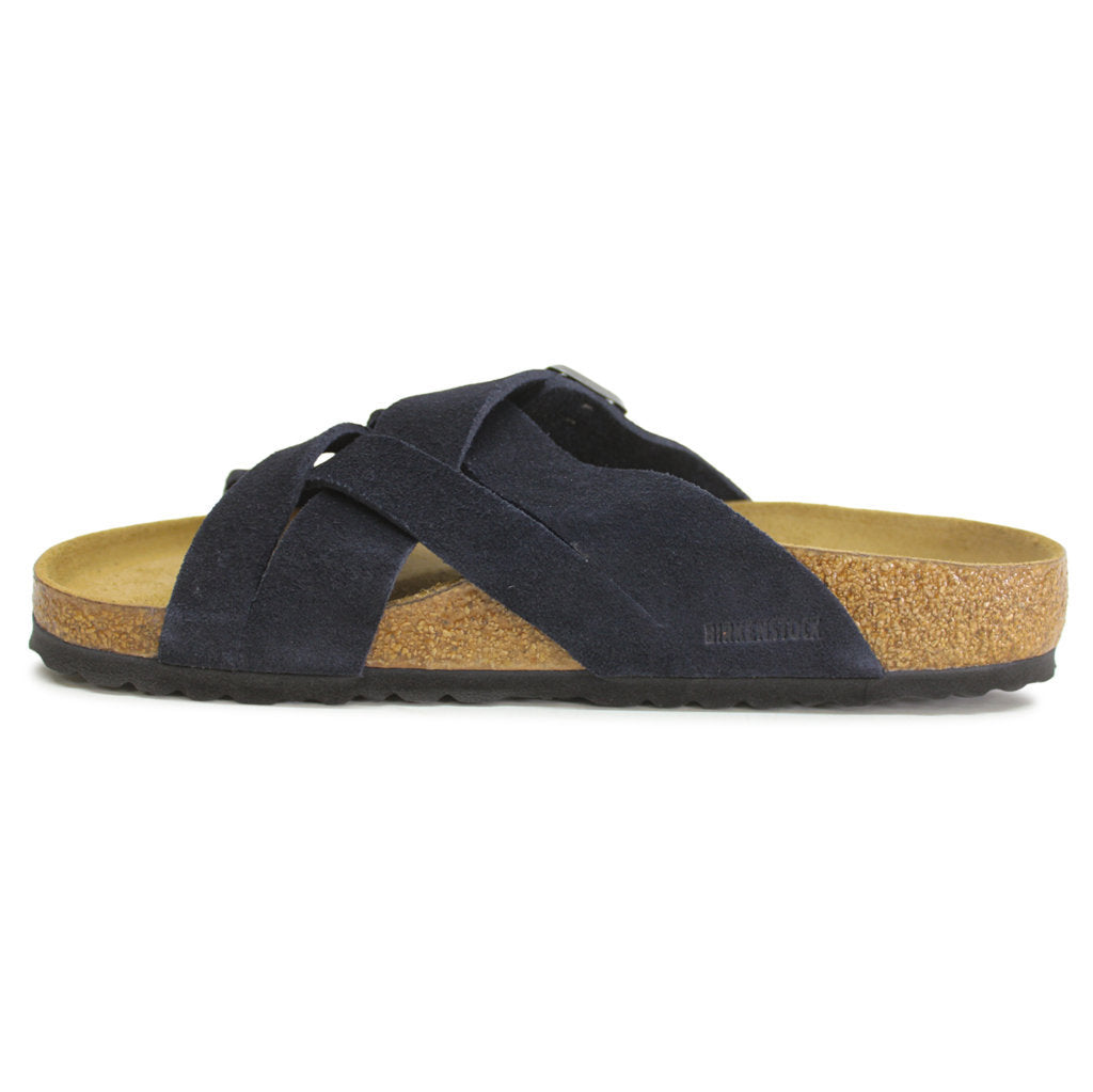 Birkenstock Lugano Suede Leather Unisex Sandals#color_midnight