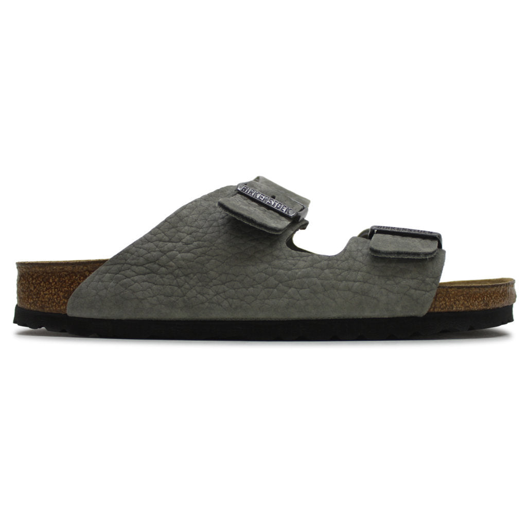 Birkenstock Arizona BS Soft Footbed Nubuck Leather Unisex Sandals#color_desert buck whale gray