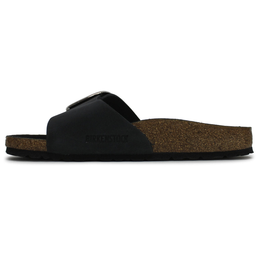 Birkenstock Madrid Big Buckle Oiled Leather Unisex Sandals#color_black